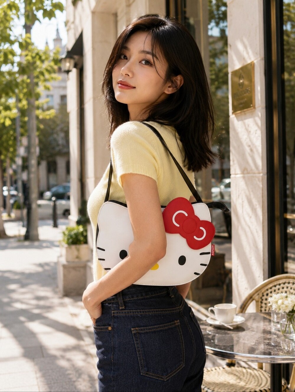 2003 Sanrio Hello Kitty Y2K Large Face Shoulder Bag Vintage